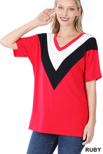 Load image into Gallery viewer, Ruby Chevron V-Neck Top
