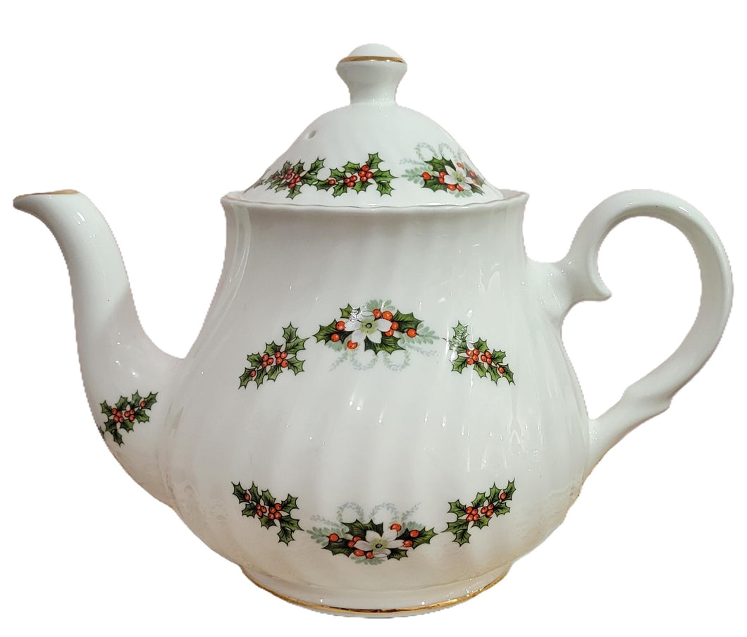 Holly Wreath English Bone China Teapot