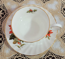 Load image into Gallery viewer, Poinsettia &amp; Pine English Bone China Teacups-Set of 2
