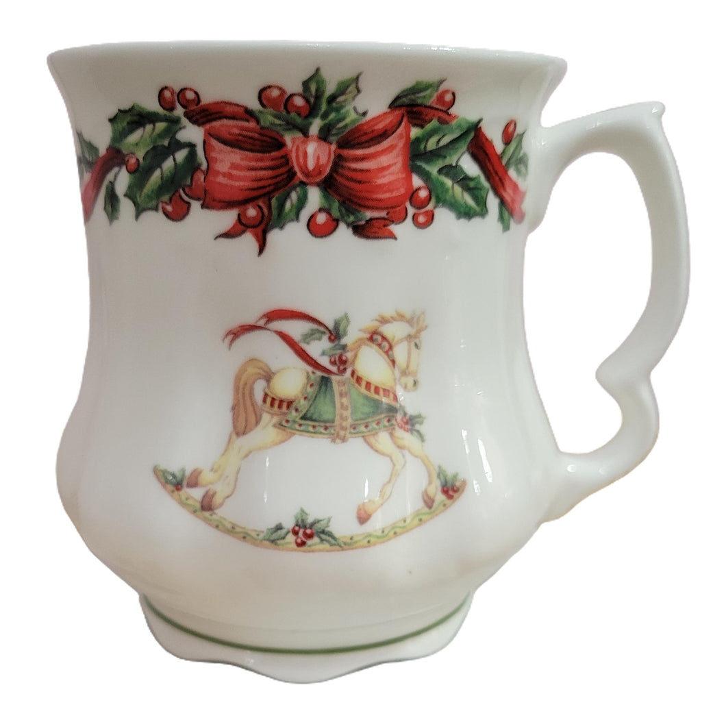 Christmas Rocking Horse English Bone China Mug