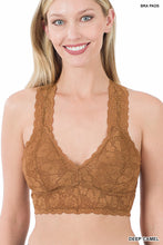 Load image into Gallery viewer, Stretch Lace Bralette - Hourglass Back - Deep Camel
