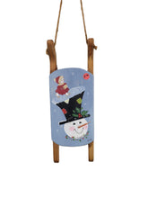 Load image into Gallery viewer, Hand-Painted Wooden Sled for Christmas - Snowman
