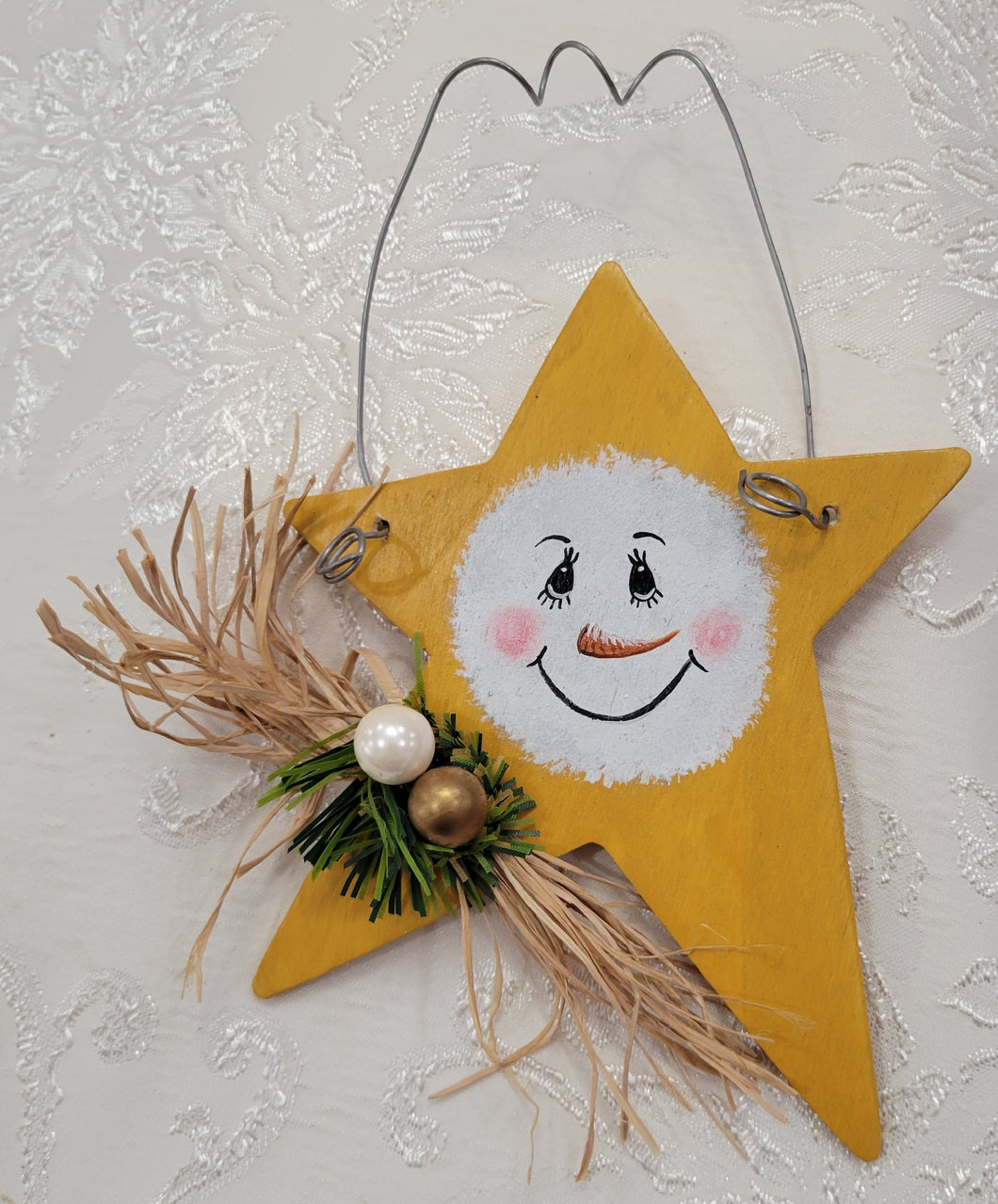 Hand-Painted Snowman Star Ornament