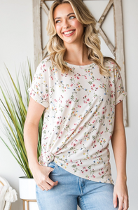 FLORAL PRINT TOP WITH SHORT SLEEVES