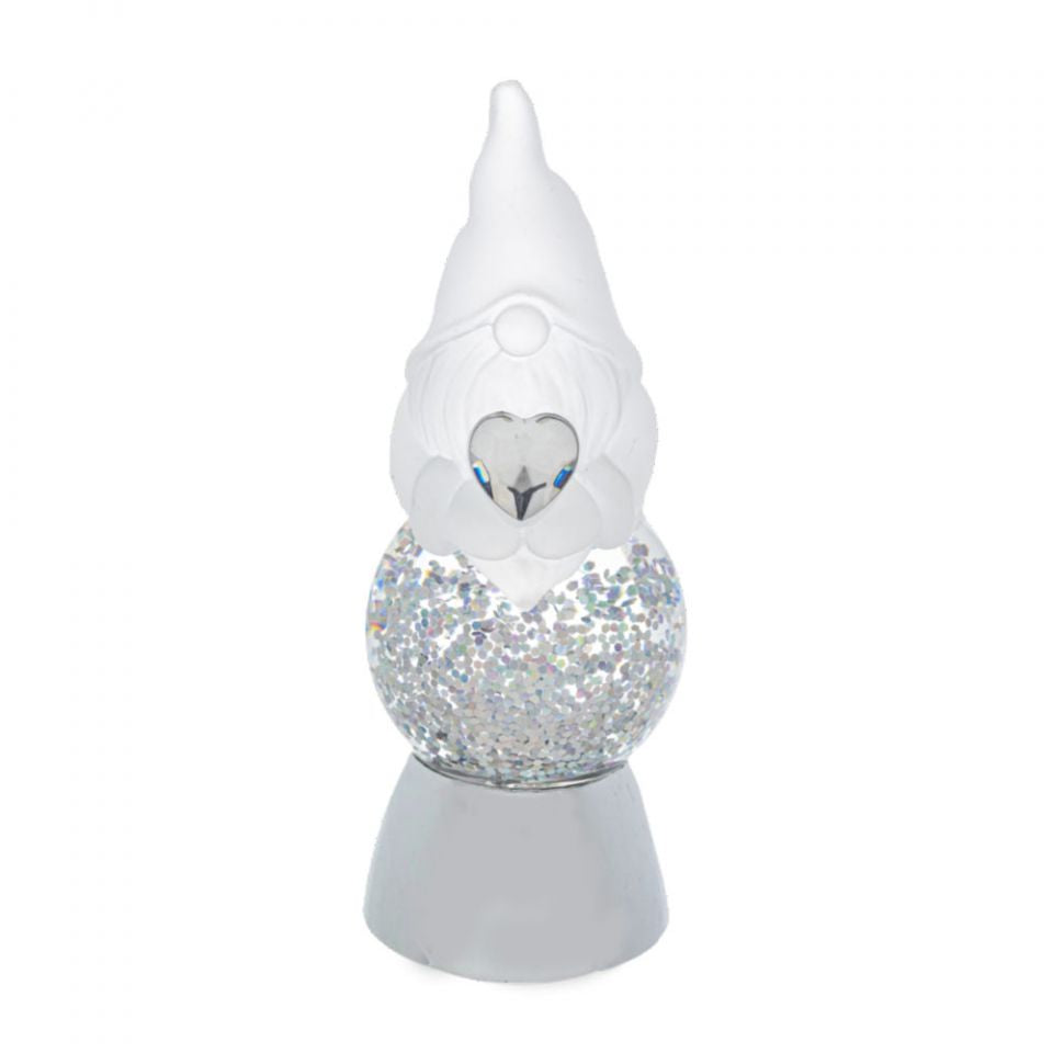 LED Light Up Gnome Mini Shimmer by Ganz - Clear Heart for April