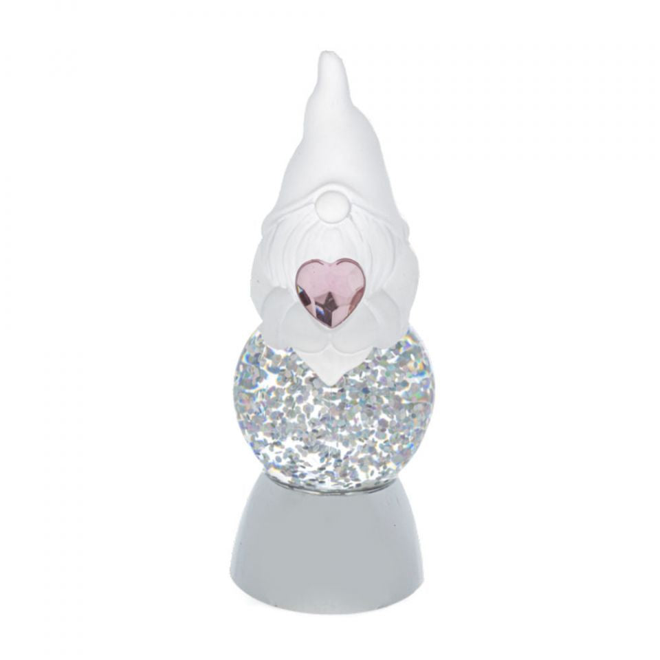 LED Light Up Gnome Mini Shimmer by Ganz - Pink Heart for October