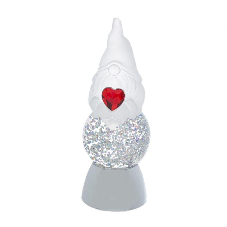 LED Light Up Gnome Mini Shimmer by Ganz - Red Heart for January