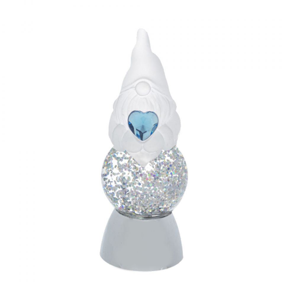 LED Light Up Gnome Mini Shimmer by Ganz - Blue Heart for March