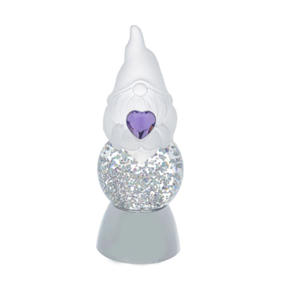 LED Light Up Gnome Mini Shimmer by Ganz - Lavender Heart for June