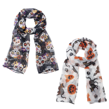 Load image into Gallery viewer, Halloween Scarf  - Sugar Skulls
