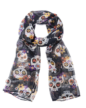 Load image into Gallery viewer, Halloween Scarf  - Sugar Skulls
