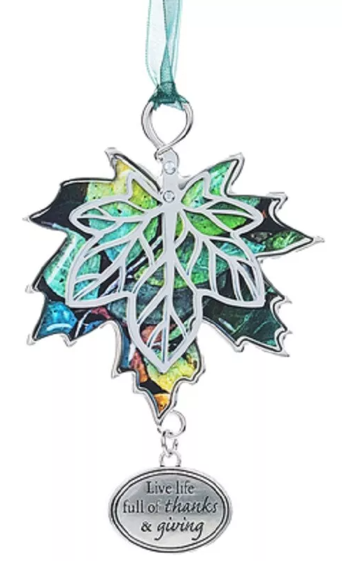 Ganz Metal Maple Leaf Fall Ornaments with Gratitude Sayings - Varied