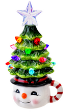 Load image into Gallery viewer, LED Light Up Retro Snowman Mug with Tree Mini Shimmer by Ganz
