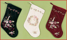 Load image into Gallery viewer, Dark Green Velvet Embroidered Christmas Stocking
