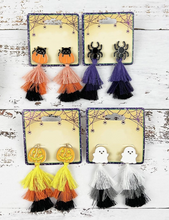 Load image into Gallery viewer, Halloween Theme Enamel with Tassel Post Earring
