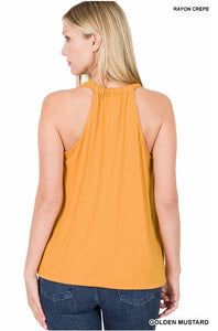 Mocha Rayon Crepe Surplice Halter Top