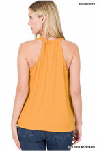 Load image into Gallery viewer, Golden Mustard Rayon Crepe Surplice Halter Top
