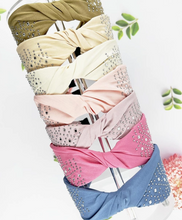 Load image into Gallery viewer, Twisted Fabric Headband of Assorted Color with Small Stone
