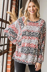 Ombre Cheetah Print Round Neck Sweater