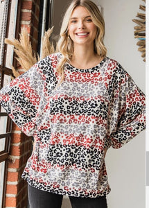 Ombre Cheetah Print Round Neck Sweater