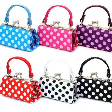 Polka Dot Lipstick Case - Mini Purse -Assorted Colors