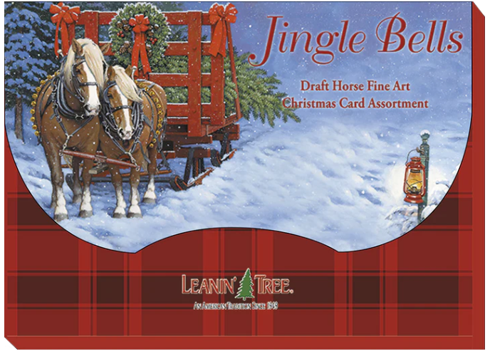 Jingle Bells Draft Horse Fine Art Christmas Card Assortment - Leanin'Tree