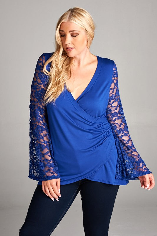 Lace Bell Sleeves Tunic Top - Plus
