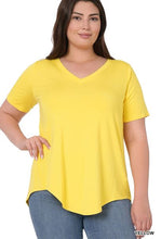 Load image into Gallery viewer, Yellow Luxe V-Neck Top - Plus

