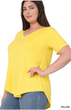 Load image into Gallery viewer, Yellow Luxe V-Neck Top - Plus
