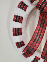 Load image into Gallery viewer, Christmas Red and Black Plaid Ribbon Wreath - Holiday Wreath - Christmas Door Hanger
