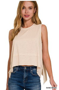 Sand Beige Shark Bite Crop Top