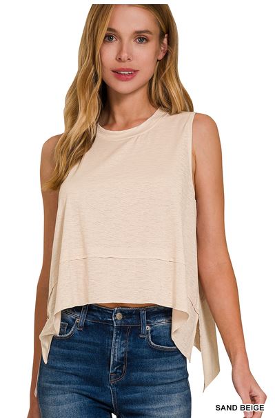 Sand Beige Shark Bite Crop Top
