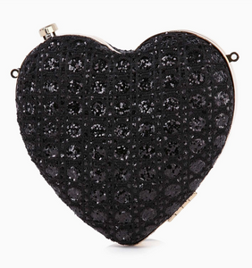 Sparkling Heart Evening Bag - Black or Gold