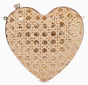 Sparkling Heart Evening Bag - Black or Gold
