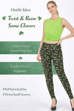 Load image into Gallery viewer, Luxe Twist Front Crop Top in Green
