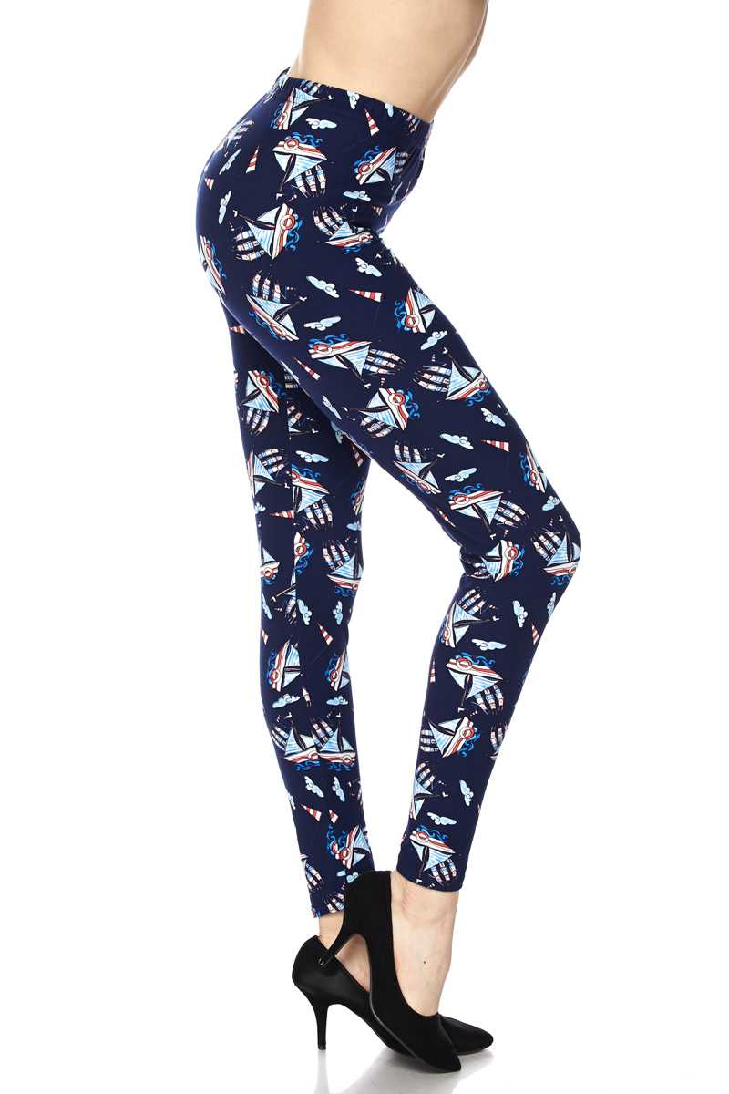 Bon Voyage Red White Blue Leggings Polly s Premium Leggings