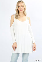 Load image into Gallery viewer, Lovely Ivory Cold Shoulder Top with long sleeves that is perfect for any occasion. 
