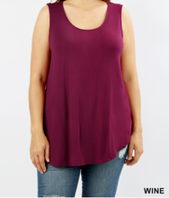 Load image into Gallery viewer, Wine Sleeveless Dolphin Hem Top - Plus Size

