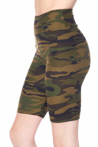 Plus Size Premium Biker Short - Green Camouflage