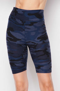 Plus Size Premium Biker Short - Navy Camouflage