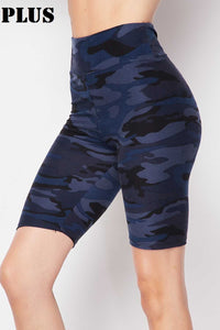 Plus Size Premium Biker Short - Navy Camouflage