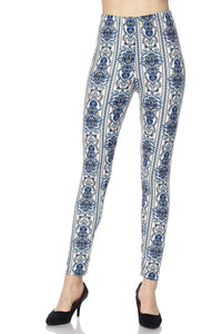 Blue Wallpaper Floral Leggings