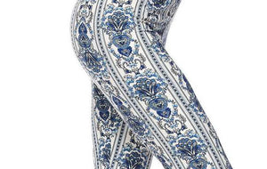 Blue Wallpaper Floral Plus Size Leggings