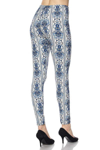 Blue Wallpaper Floral Plus Size Leggings