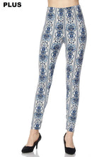 Load image into Gallery viewer, Blue Wallpaper Floral Plus Size Leggings
