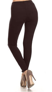 Solid Brown Curvy Plus Size Leggings