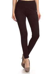 Solid Brown Curvy Plus Size Leggings