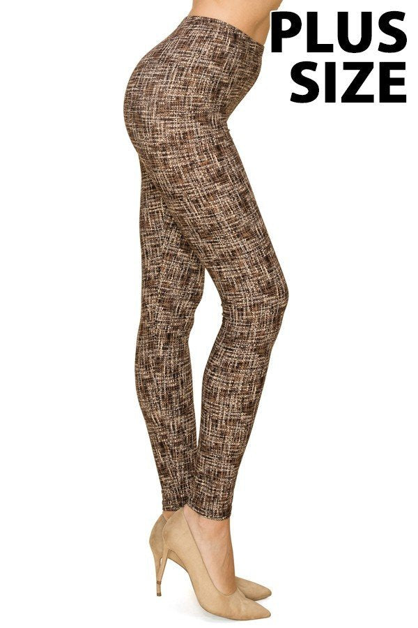 Brown Tweed Plus Size Premium Leggings