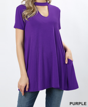 Load image into Gallery viewer, Choker Neck Top with Side Pockets - Purple
