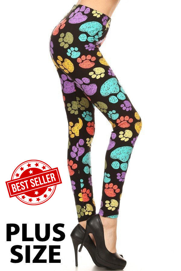 Colorful Paws Plus Size Leggings